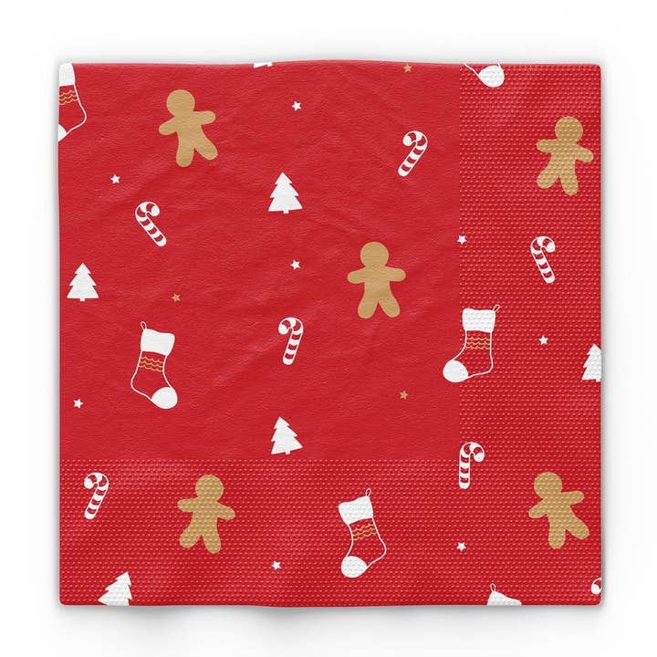 Servetten met klassieke kersticonen voor wholesale door Ellie's Party Supply