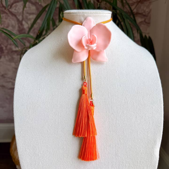 Orchid Bolo Blush Pink with Golden Yellow & Orange for wholesale by Rahya Jewelry Design