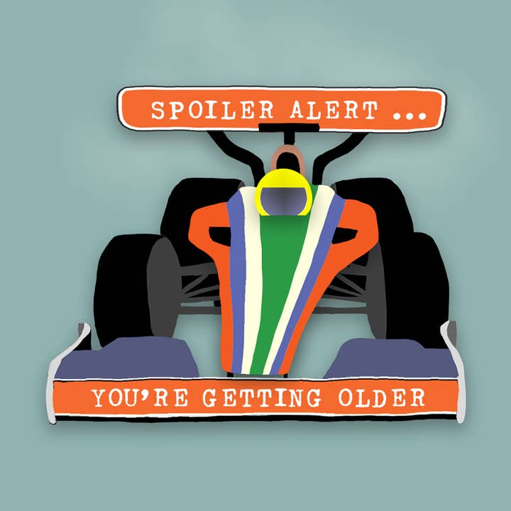 ET 015... Carte d'anniversaire pour un fan de Formule 1 pour la vente par Sally Scaffardi Design