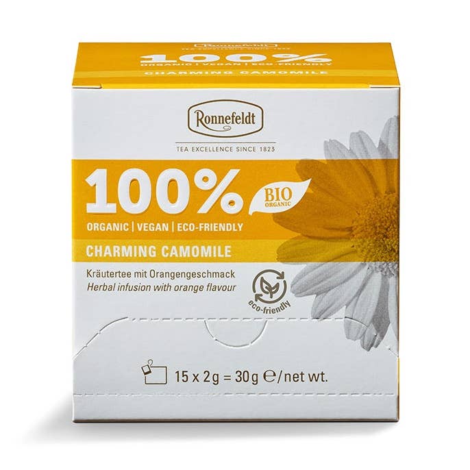 Ronnefeldt 100% Line – Charming Chamomile – 8 × 15 Case
for wholesale by Ronnefeldt USA
