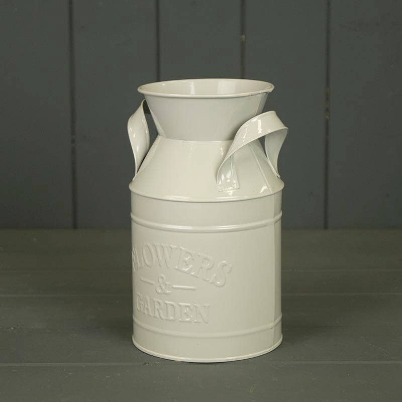 Satchville - Vendita all'ingrosso Brocche - Brocca in zinco grigia con fiori e scritta Garden0