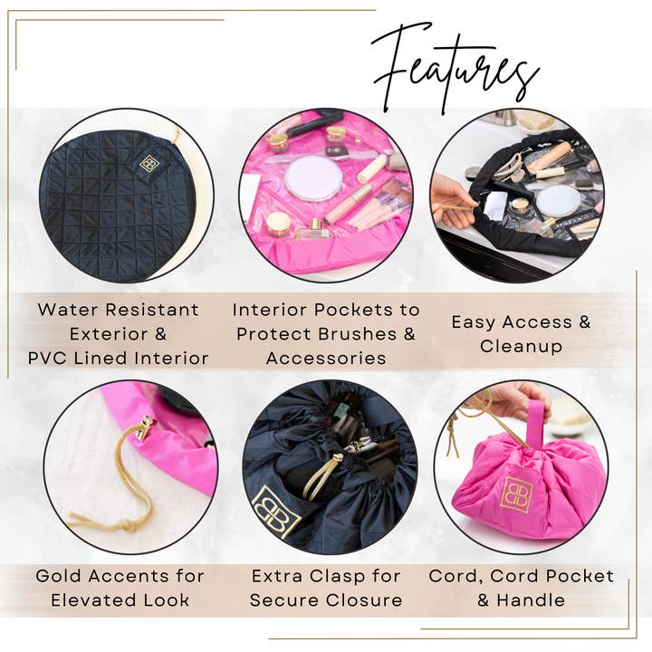 Best Bags - Venta al por mayor Bolsa para maquillaje - Bolsa de maquillaje acolchada con cordón plano, organizador de cosméticos 5