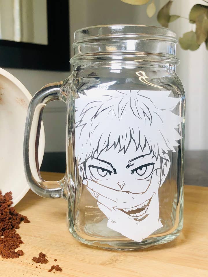 Bocal Mason Anime (Jujitsu Kaisen) pour la vente par LoveGiftedBoutique
