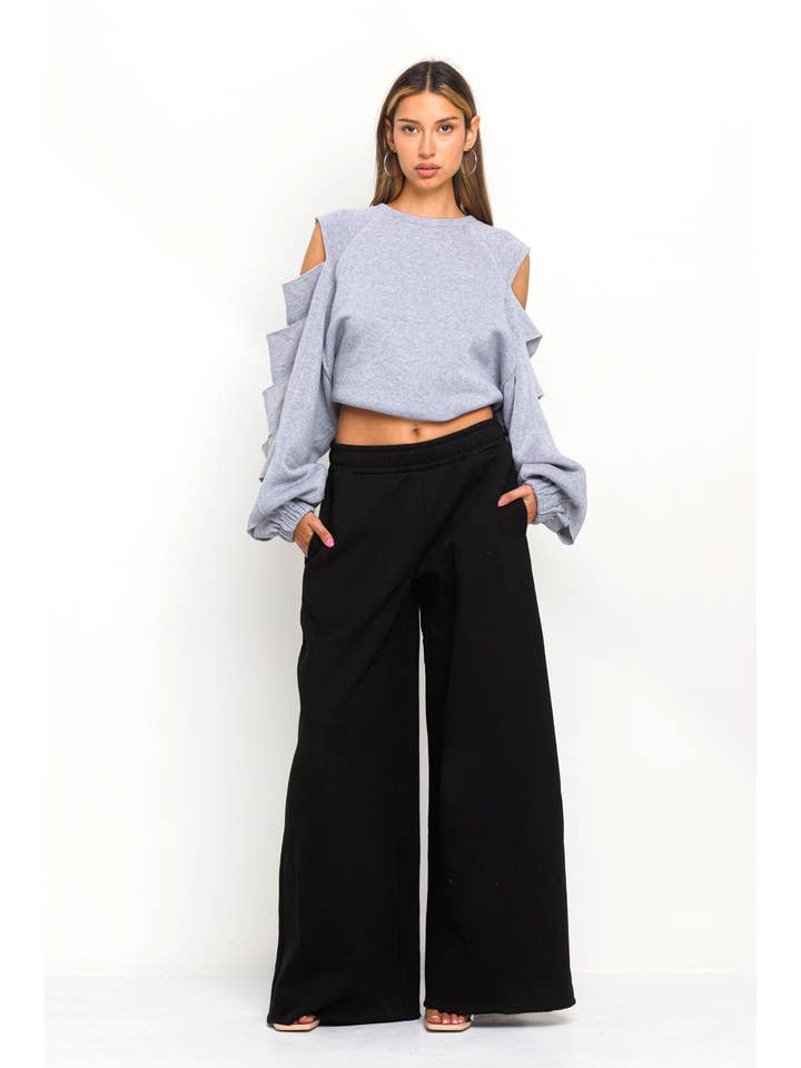 No Vacancy - Vendita all'ingrosso Pantaloni sportivi/da jogging loungewear - Donna - Pantaloni sportivi casual in pile a gambe larghe3