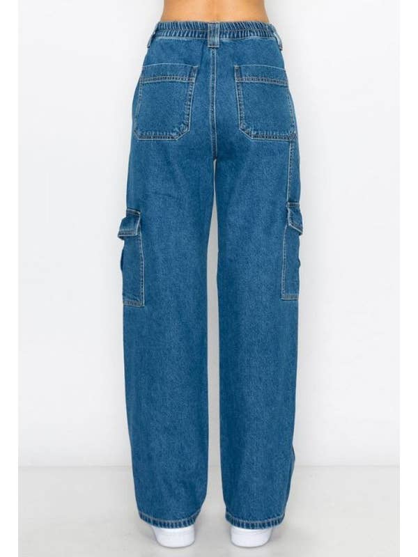 BLUE AGE – calças de ganga - Mulher por atacado – Calça Cargo Jeans para Jovens Patinadoras1