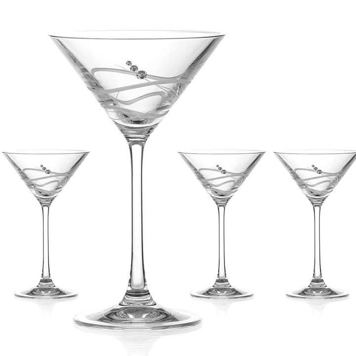 Soho Martini Gläser mit Swarovski-Kristallen verziert - Set für den Großhandel von DIAMANTE