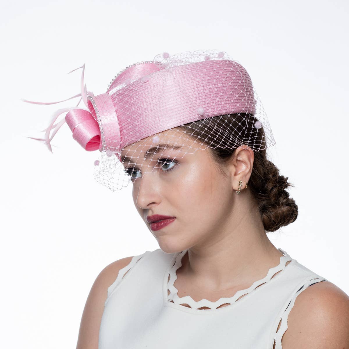 KaKyCo - Wholesale Fascinator Hat - Women's - Satin Ribbon Veil Pillbox | 32155913