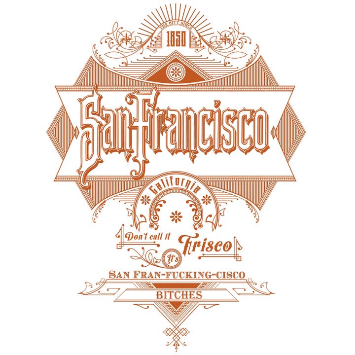 SF Mercantile - Wholesale Screen Printed T-Shirt - Unisex - Vintage "San Fran-fucking-cisco" Unisex Tee