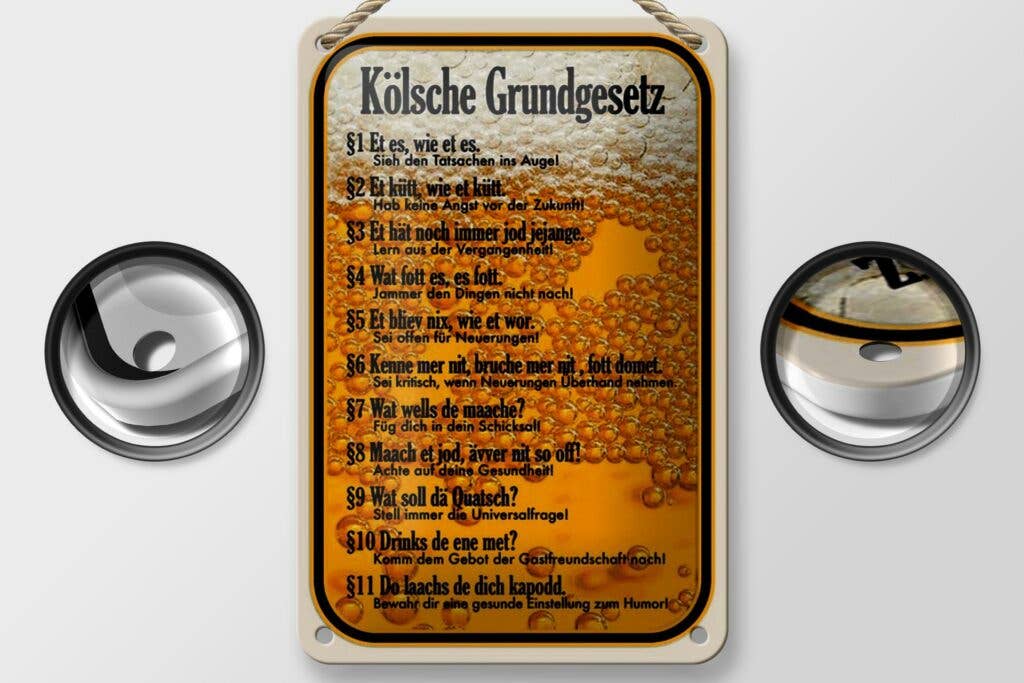 Femer - Wholesale Sign - Tin sign saying 12x18cm Kölsche Grundgesetz Et es wie et deco sign1