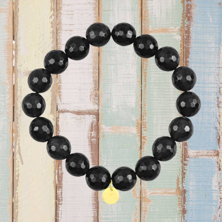 Luxury Sterling Silver Black Obsidian Protection Bracelet for wholesale by BellaMira Home