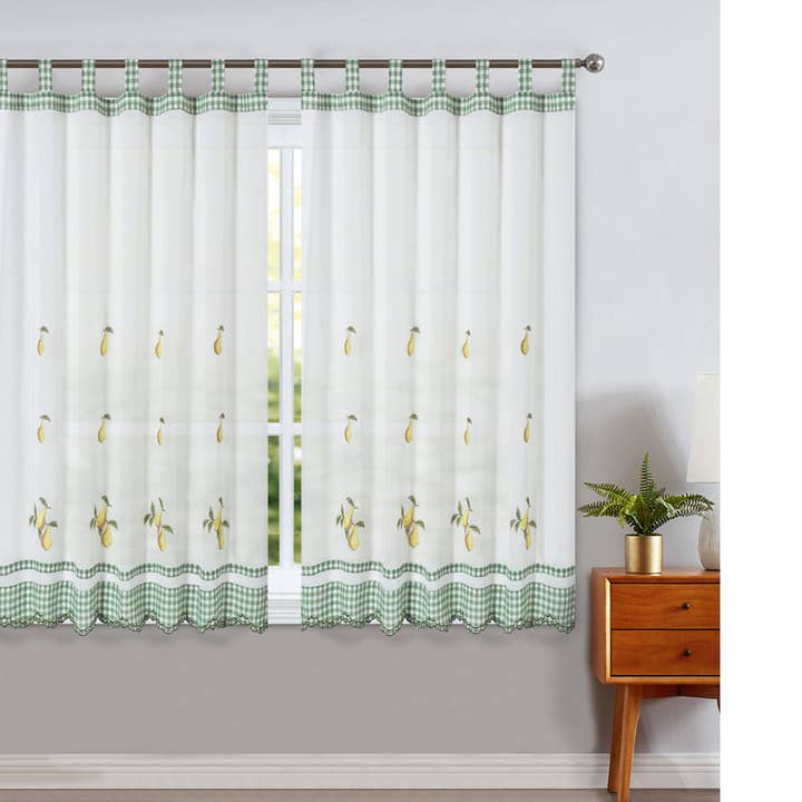 Tende da cucina con stampa ricamata verde per la vendita all'ingrosso da parte di BOD HOME
