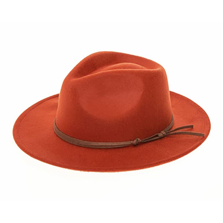 AdornWise - Wholesale Fedora - Women's - Vegan Felt Fedora Hat with Knotted Suede Band0
