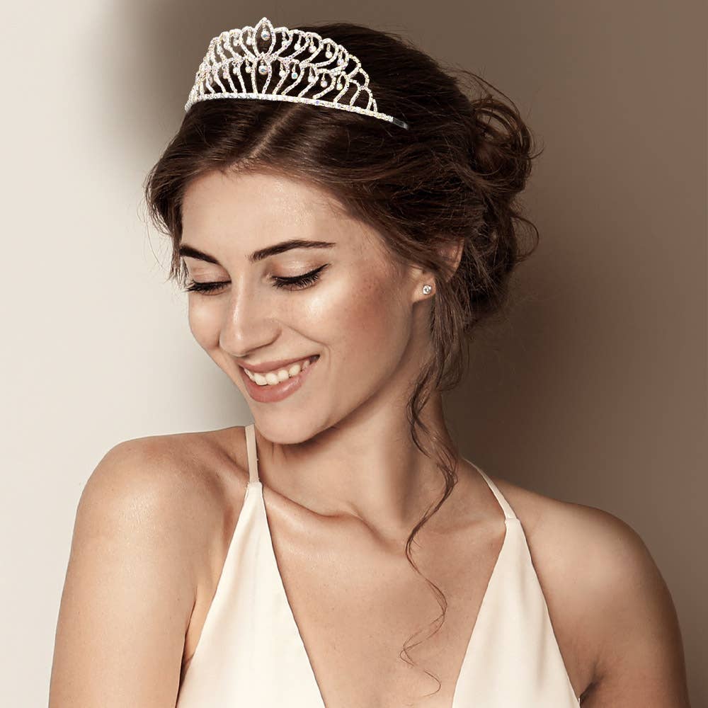 Sensibling Corp. - Wholesale Tiara - Women's - Rhinestone Crystal Dangle Pageant Princess Tiara2