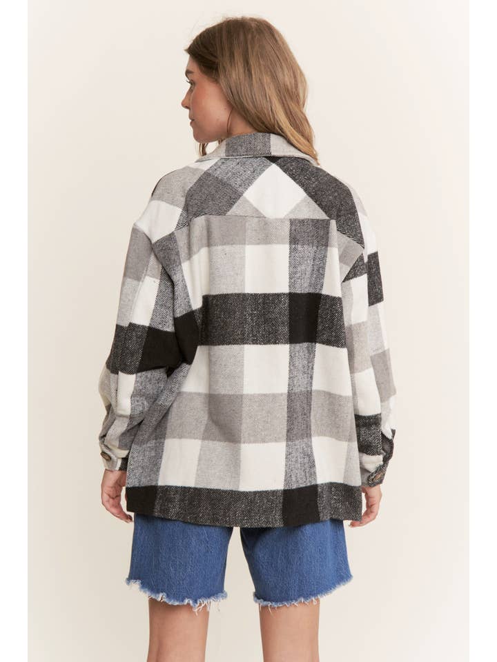 Sweet Generis – wholesale Shirt Jacket/Shacket - Women’s – FUZZY PLAID BUTTON DOWN FLANNEL SHIRT JACKET29