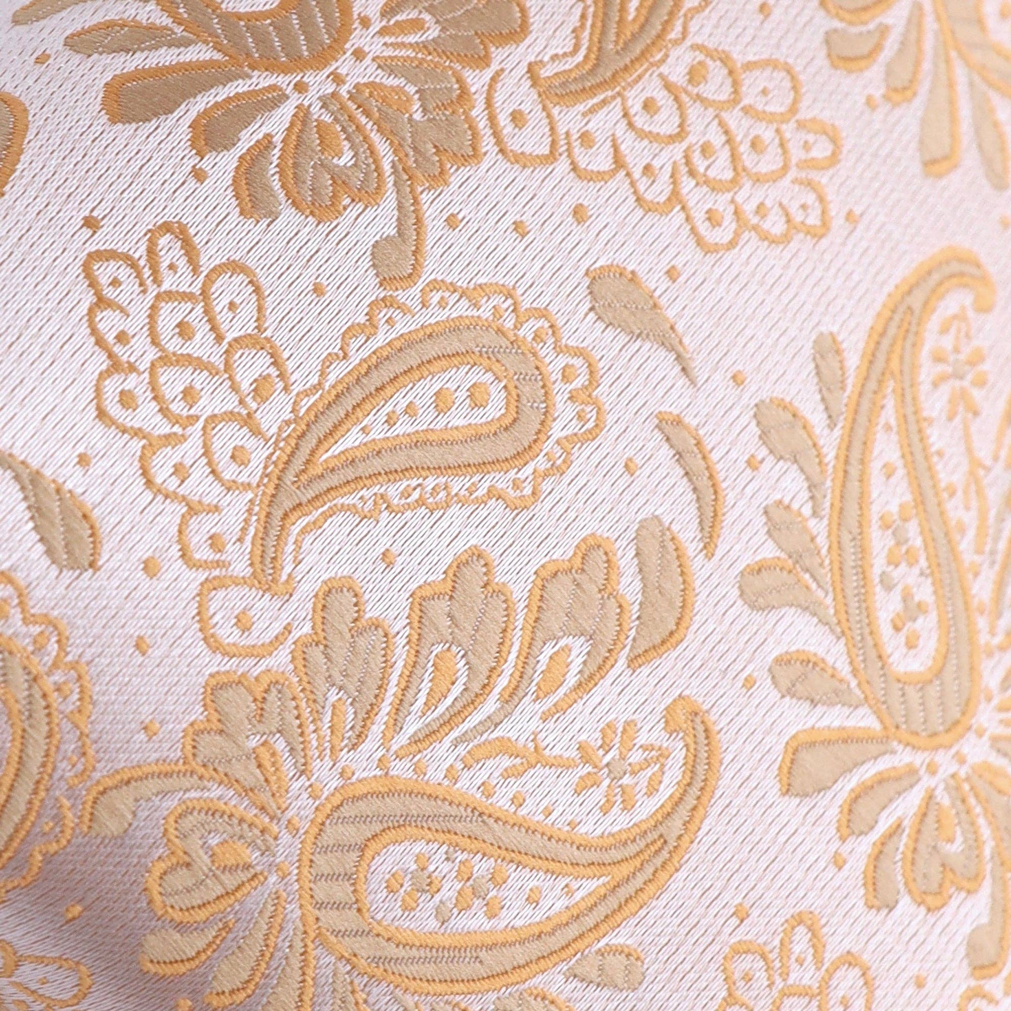 GASSANI - Wholesale Necktie - Men's - GASSANI 3-SET TIE SET, CHAMPAGNE APRICOT SLIM MEN'S PAISLEY TIE, 7CM THIN JACQUARD WEDDING TIE HANDKERCHIEF CUFFLINKS7