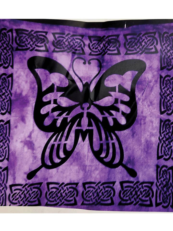 Tapiz de amor teñido anudado con estampado de mariposas para venta al por mayor de Yak & Yeti