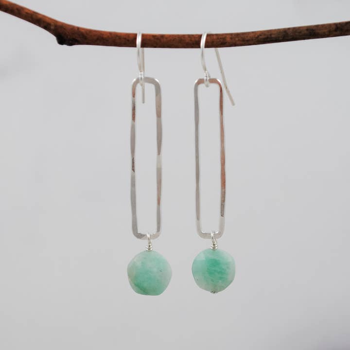 Cameron Kruse Designs - Wholesale Dangle Earrings - Rectangle & Stone Drop Earrings - sterling silver2