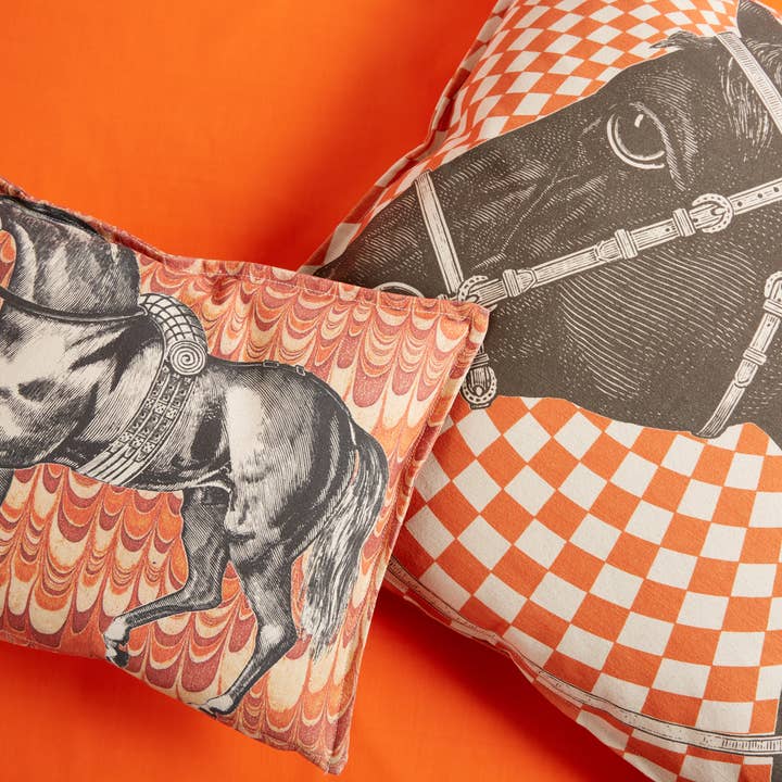 THOMASPAUL - Vente Coussin décoratif - COUSSIN OPTIQUE EQUUS ORANGE 22"X22"4