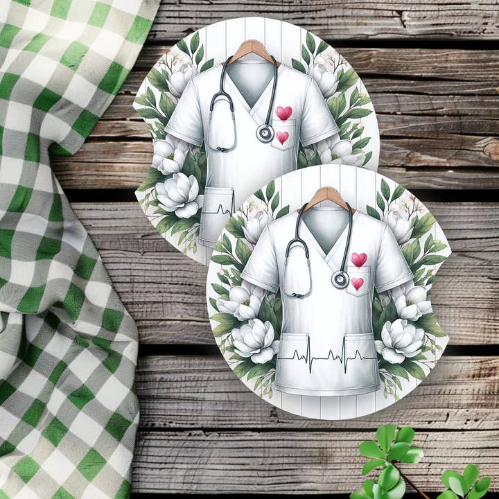 Nurse White Scrub | Car Coasters for wholesale by Corksee