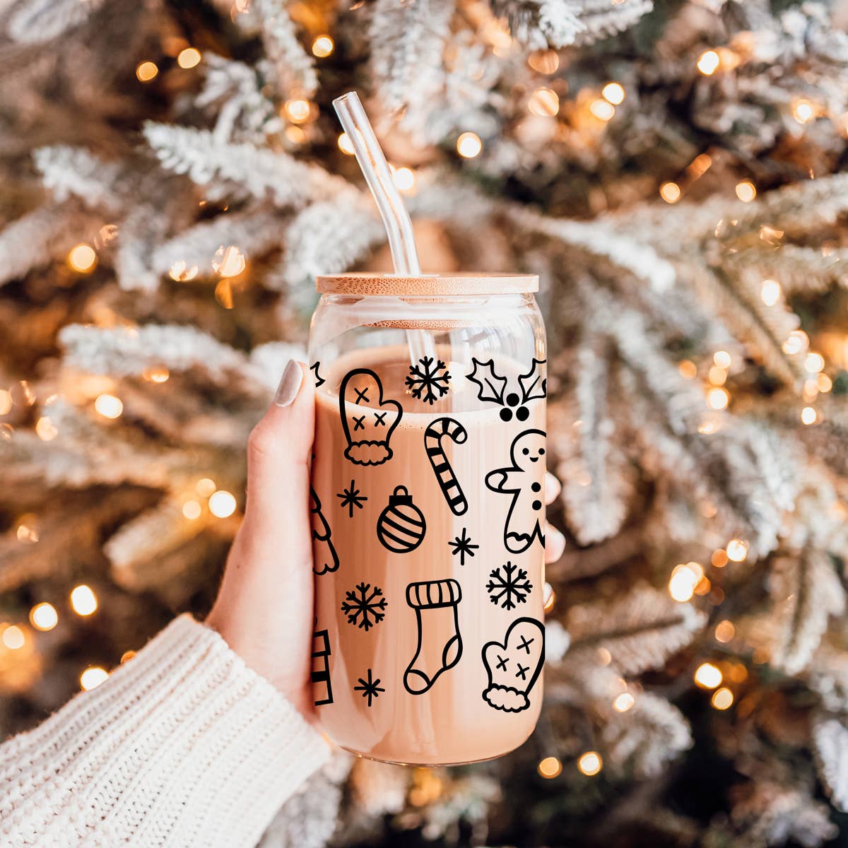 Gia Roma - Wholesale Drinking Glass/Cup - Vintage Christmas Glass Cups with Straw, Kitchen Decoration25