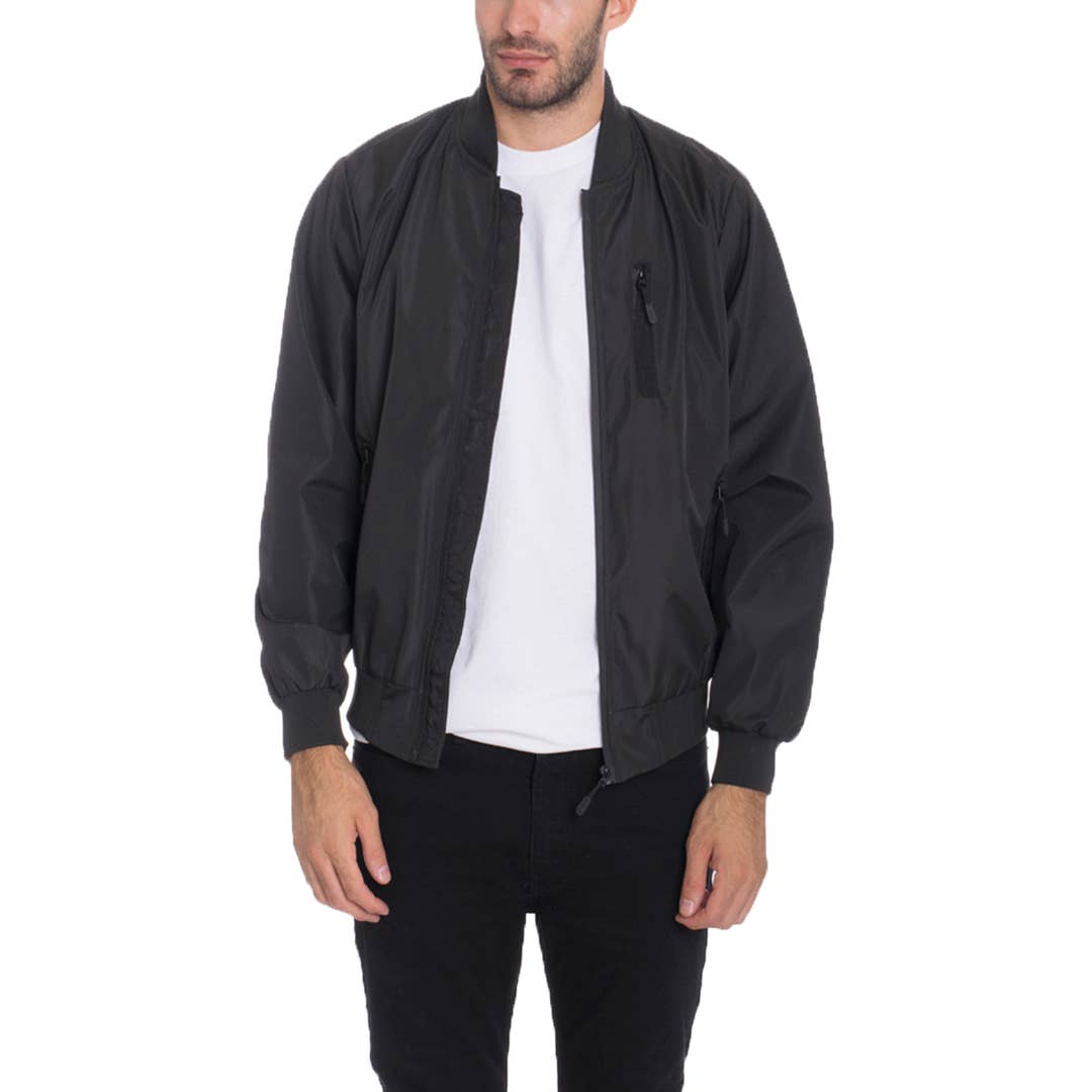Mens Vinyl Bomber Jacket - Black for wholesale by WEIV