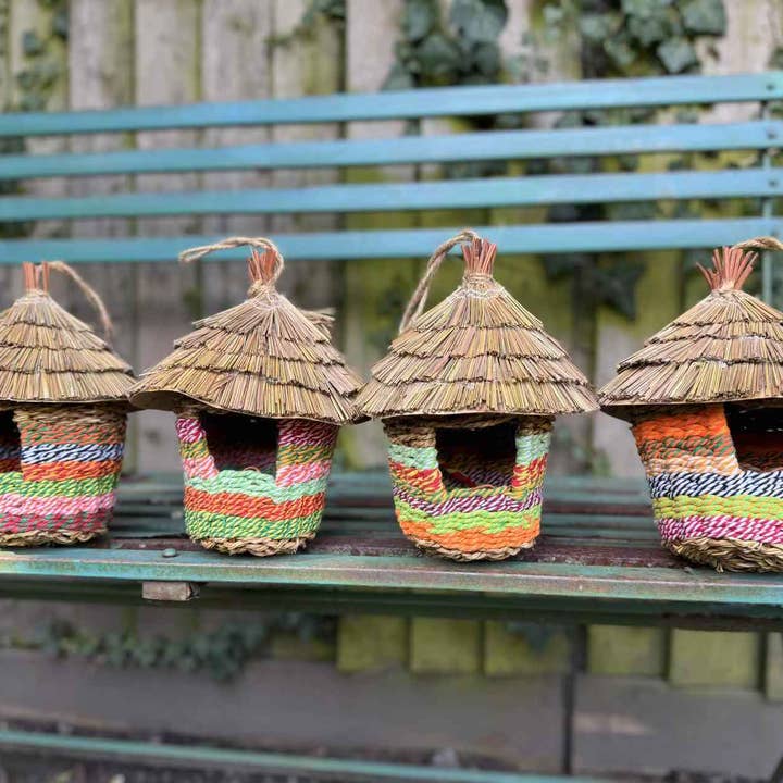 Marissa's Gifts - Wholesale Bird House - Handmade hut weave rattan birdhouses with straw roof measuring 15 x 21cm