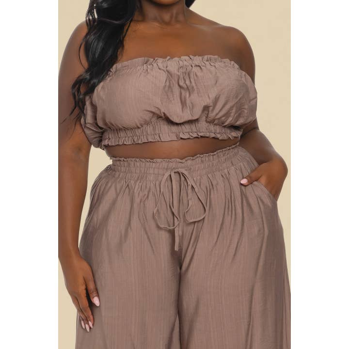 The Sang - Wholesale Top & Pant Set (NOT Loungewear) - Women's - PLUS SHIRRED TUBE TOP WITH MATCHING PALAZZO PANTS SET5