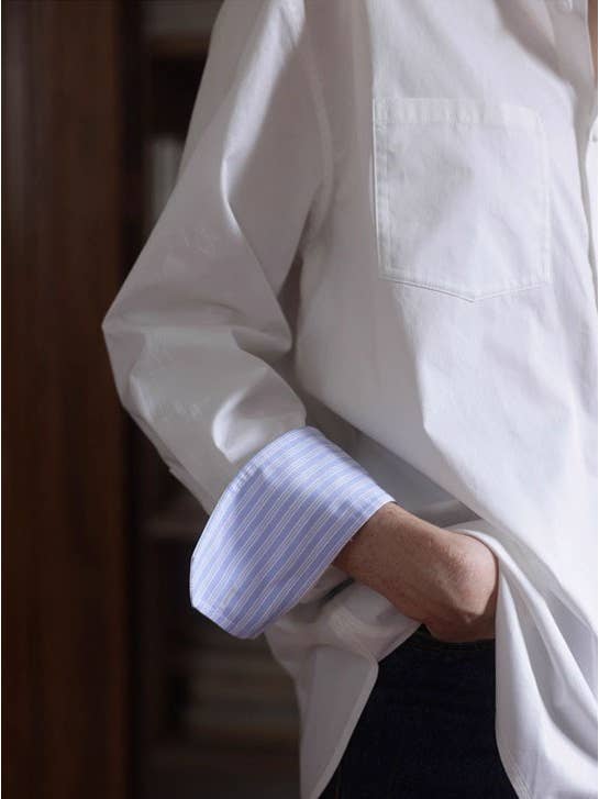 HIDDENBRAND - Wholesale Button Down Shirt - Women's - Vintage Contrasting Stripe Panel Shirt3