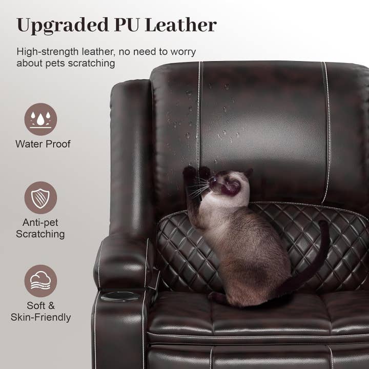 Brown Three Seater Recliner Sofa Set Oversize Chair Removable Console Living Room Furniture For Comfort for wholesale on Faire6