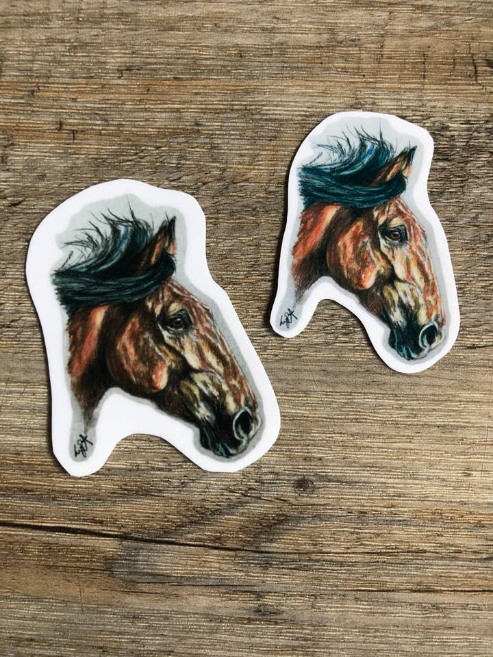 Bay horse sticker for wholesale by Karmin Burton Art