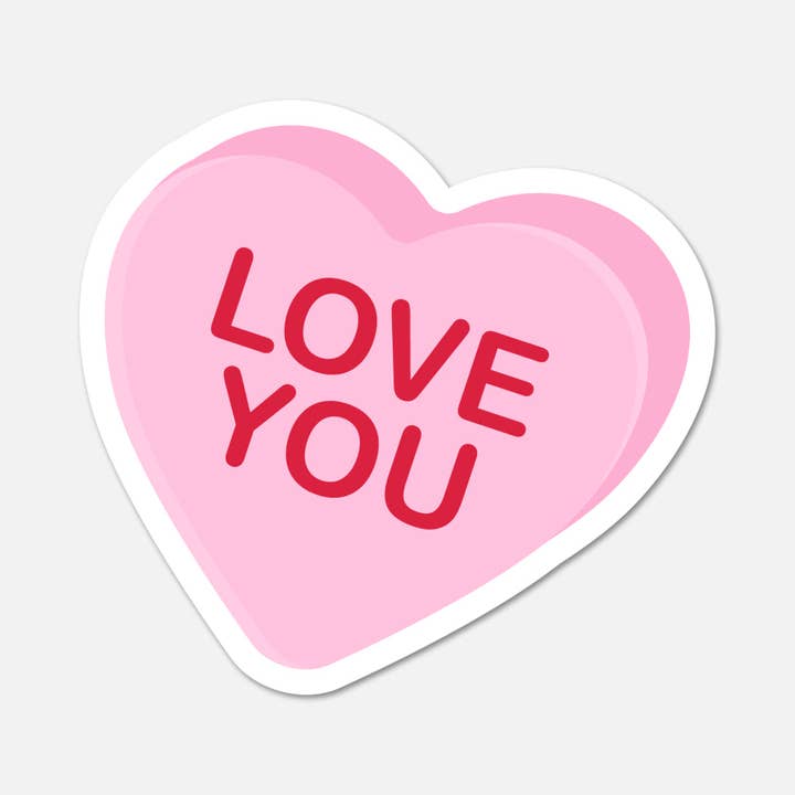 Love You Candy Heart Sticker for wholesale by Footnotes