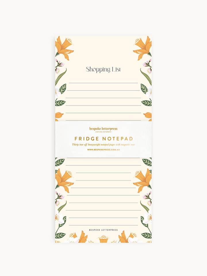 Daffodil Shopping List DL Notepad for wholesale by Bespoke Letterpress