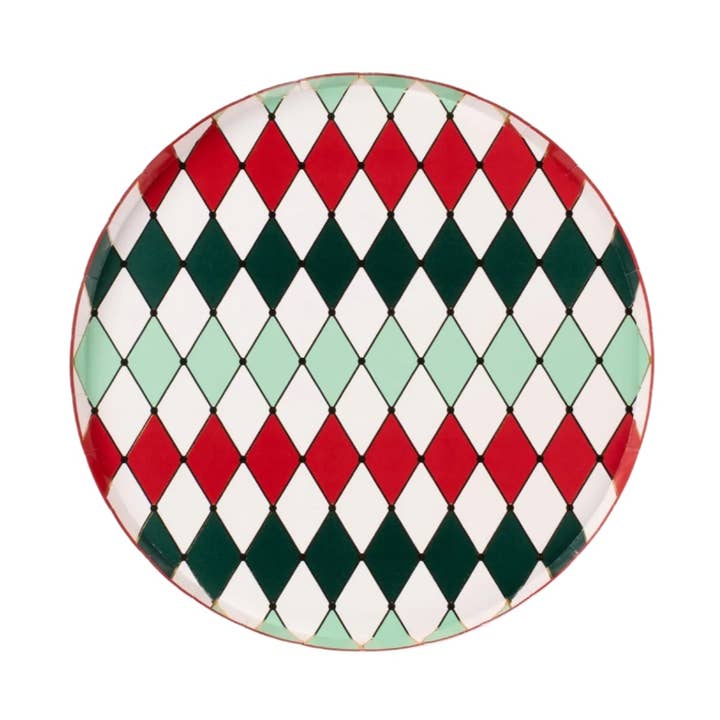 HOL25-DNP6-Multicolor Holiday Diamond Dinner Plates for wholesale by Gatherings by Curated Paperie