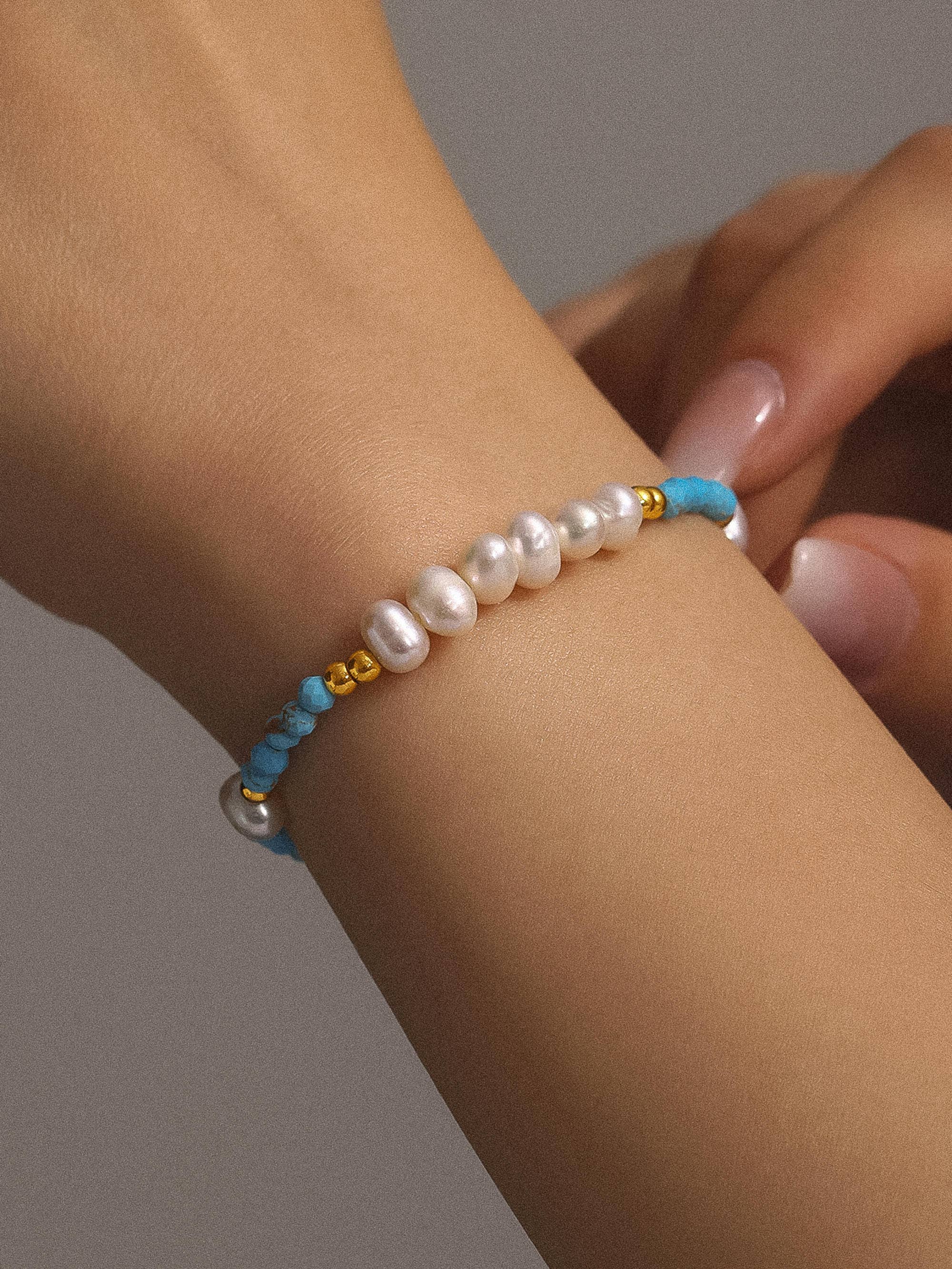 Blå Clément 18K Guld Ikke-Anløbende Boho Armbånd, Halskæde for engroshandel på Faire1