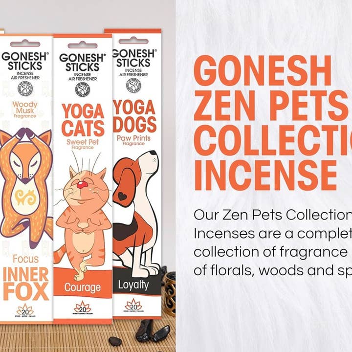 Gonesh - Wholesale Incense - Incense Sticks: Zen Animal Yoga Cat: Sweet Pet1