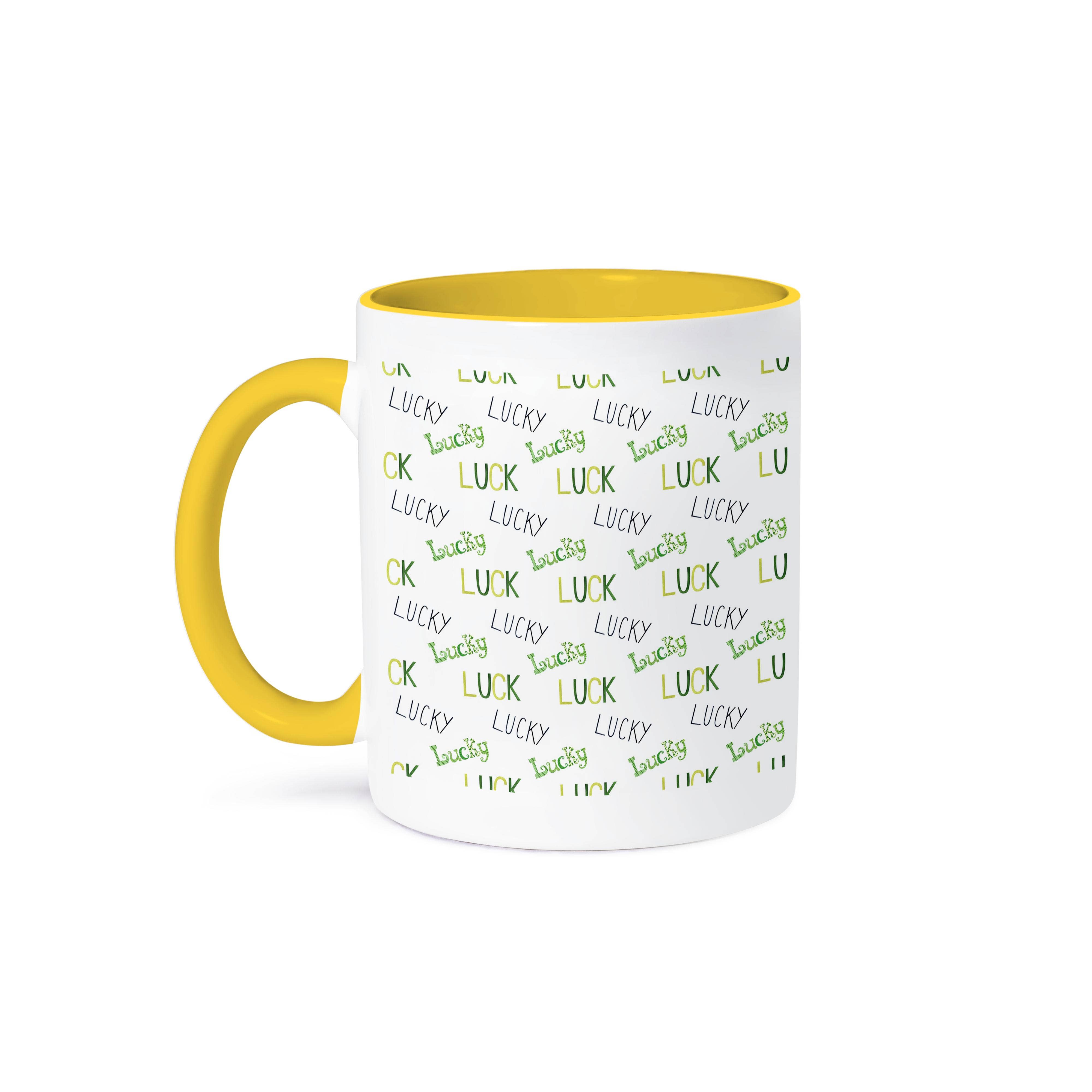 3dRose - Wholesale Coffee Mug - 3dRose, St Patricks Day Lucky Word Typography Pattern, Mug0