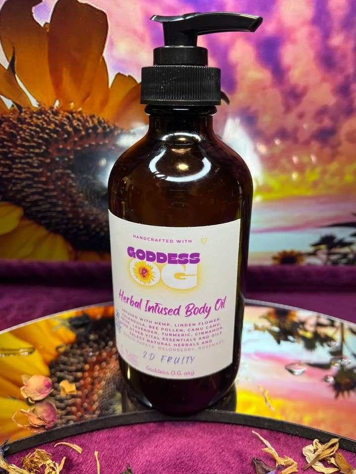 Herbal Infused Massage and Body Oil for wholesale by Goddess O.G. Inc