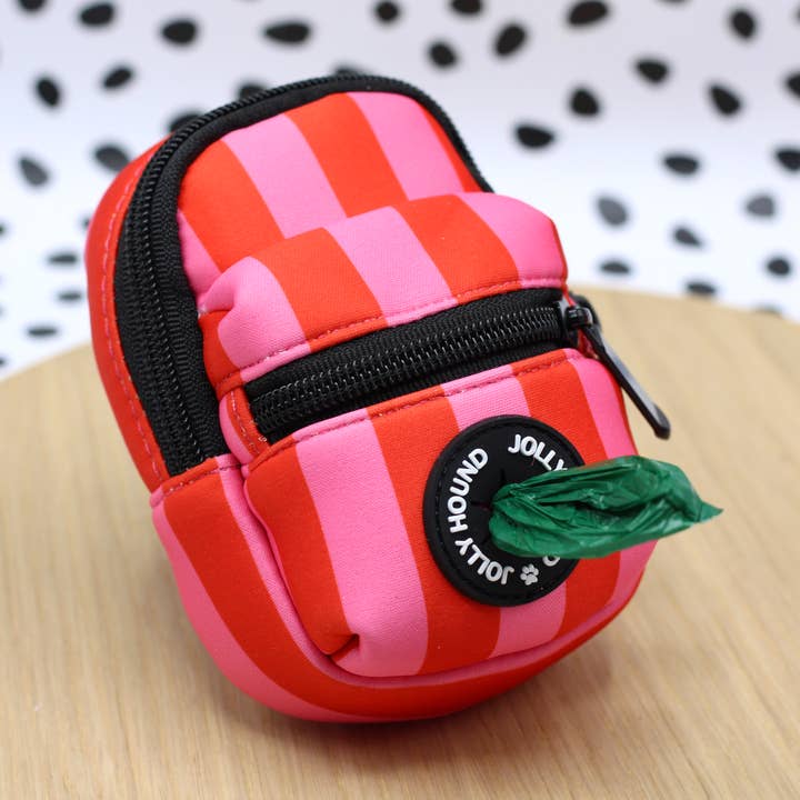Dog Treat Bag Red and Pink Stripe for wholesale by Jolly Hound