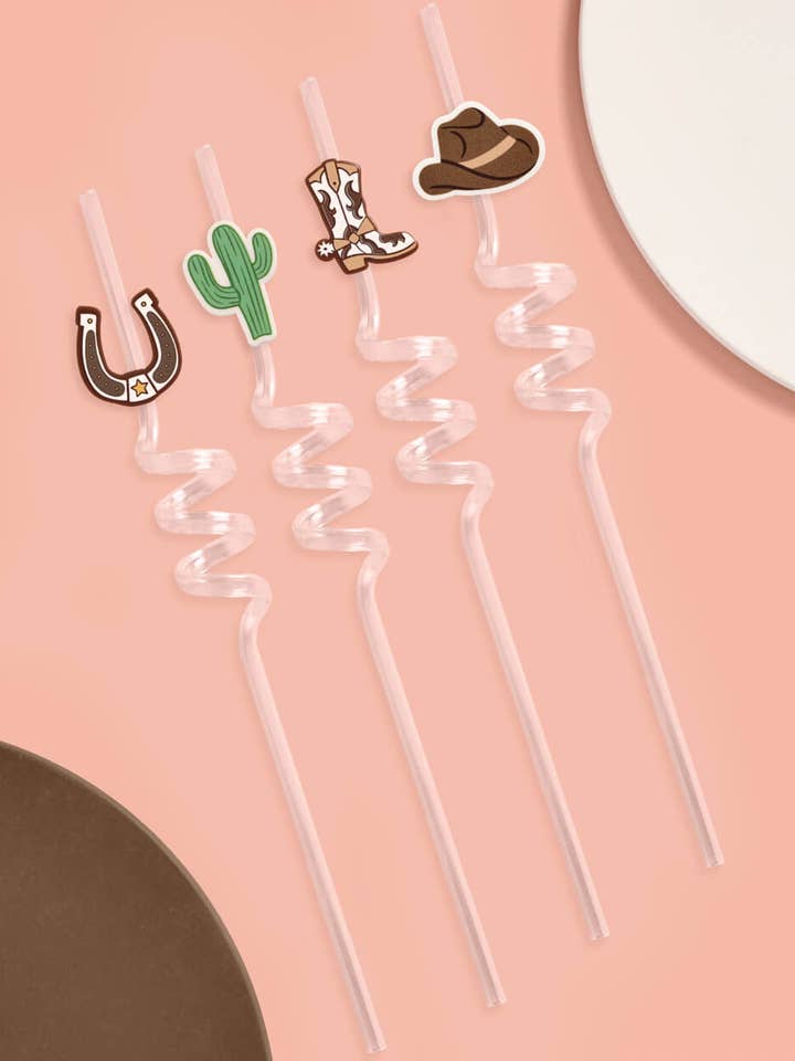 Saddle Up Straws - 16 reusable straws, Western Birthday for wholesale by Petit Fetti