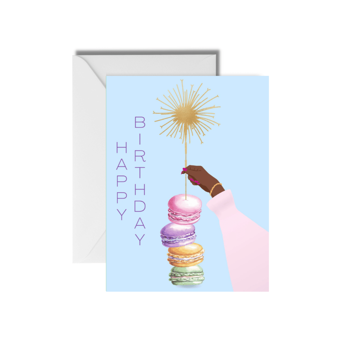 CheerNotes Greeting Cards & Stationery – wholesale Birthday card – Macaron Birthday Card - Black woman - chic - foodie pun1