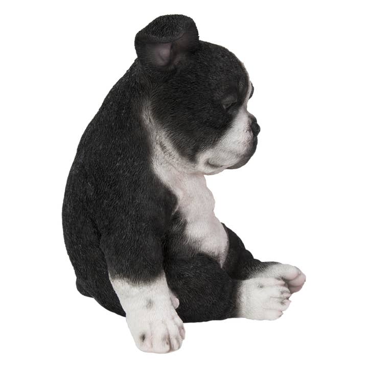 Hi-Line Gift Ltd. - Wholesale Decorative Figurine - Sleepy Boston Terrier Puppy Statue Sitting