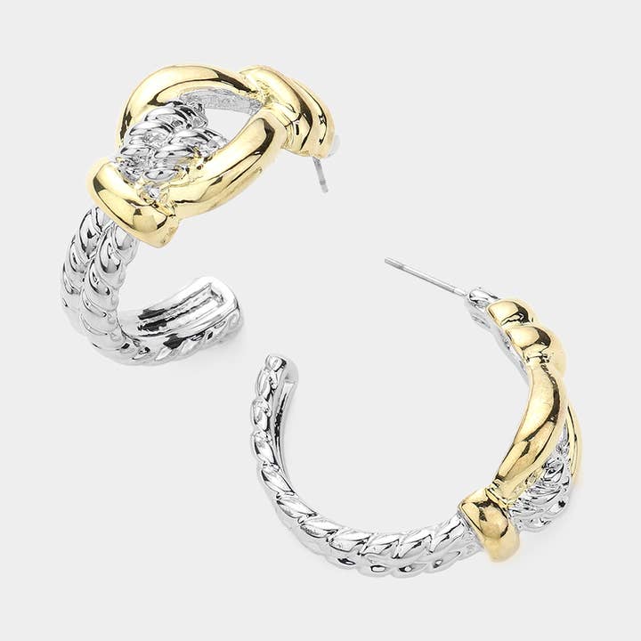 Zweifarbige Texturierte Metall-Creolen für den Großhandel von Sensibling Corp.