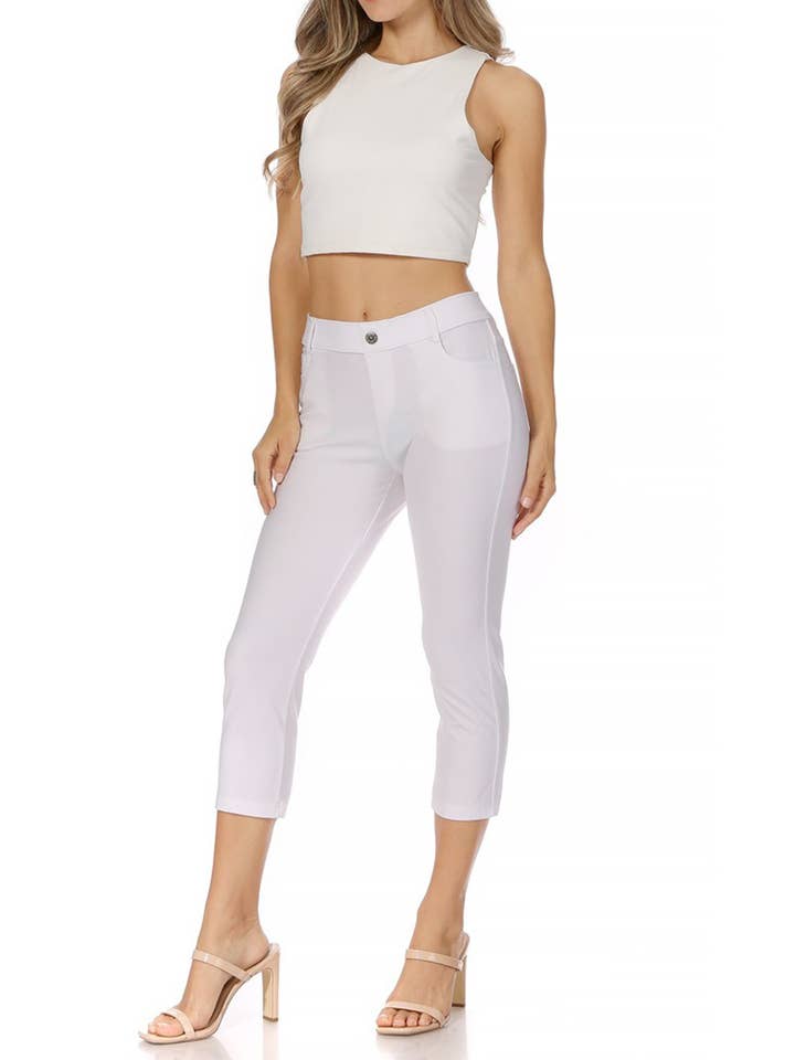 MOA COLLECTION - Wholesale Pants - Women's - Women's Casual Comfy Slim Pocket Jeggings Jeans Capri Pants10