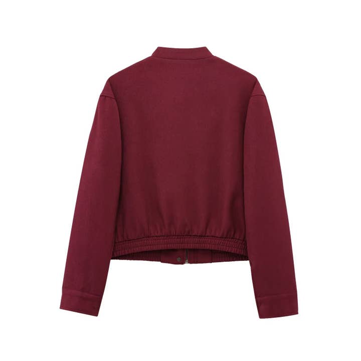 WINE Round-neck long-sleeved solid-color jacket for wholesale on Faire1