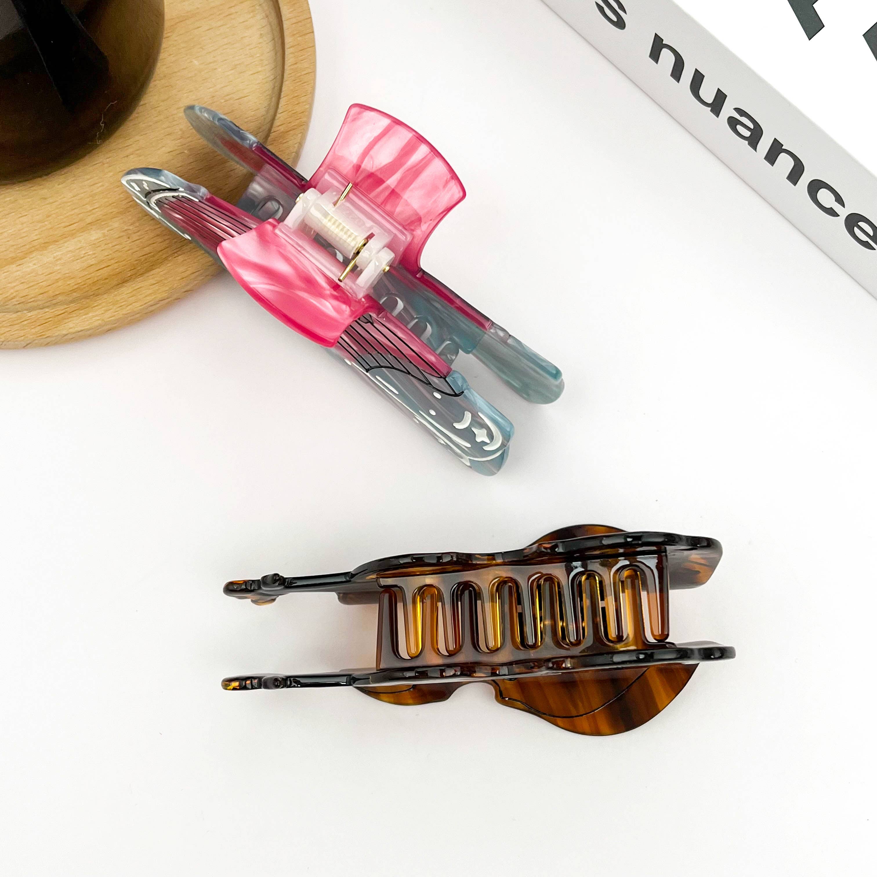 TheDivaSoap - Vente Pince à cheveux – femme - Pinces à cheveux en acétate marron pour violon, pince à cheveux Guzheng4