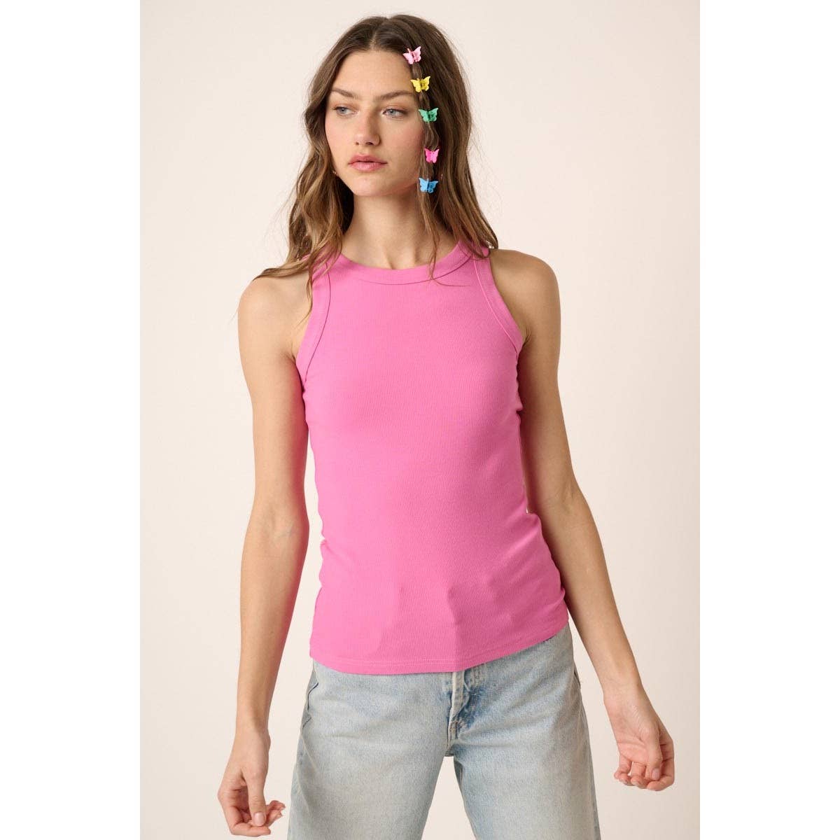 mittoshop - Venta al por mayor Camiseta sin mangas - Mujer - CAMISETA SIN MANGAS DE CUELLO REDONDO DE PUNTO ACANALADO9