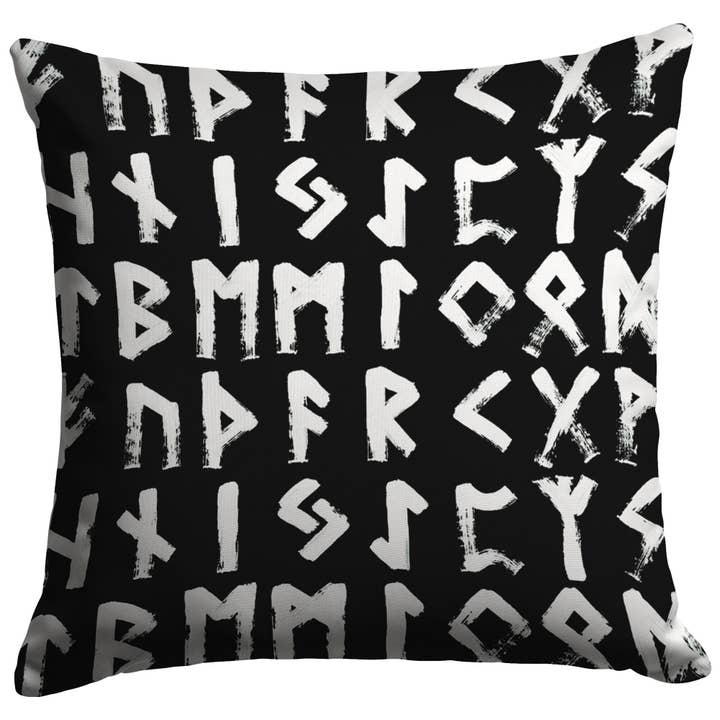 ”Elder Futhark Runes” fyrkantig kudde | Viking Man Cave för wholesale av Bleak Boutique