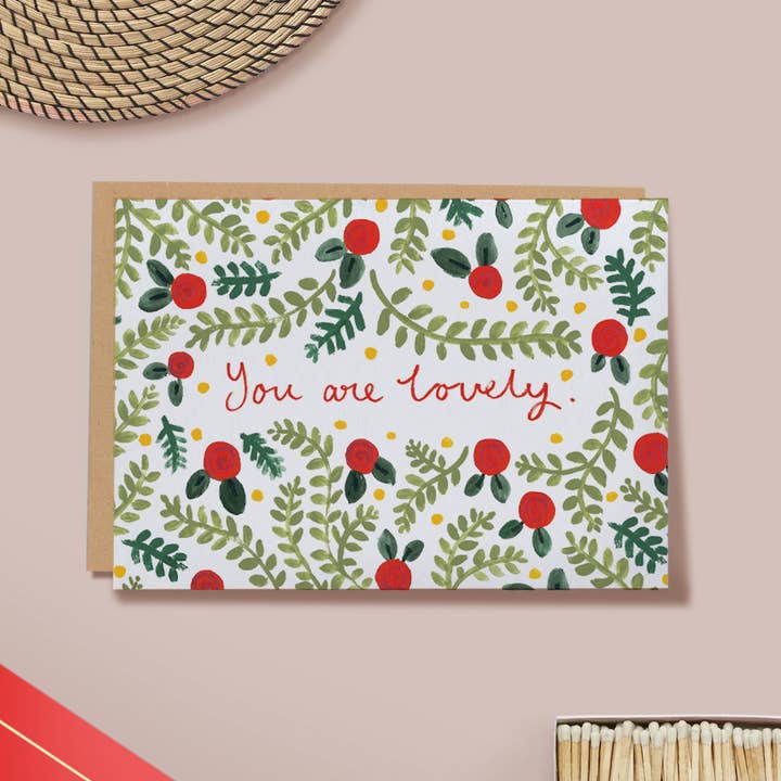 Jade Fisher - Wholesale Friendship Card - 'You Are Lovely' Floral Lettered Friendship Card