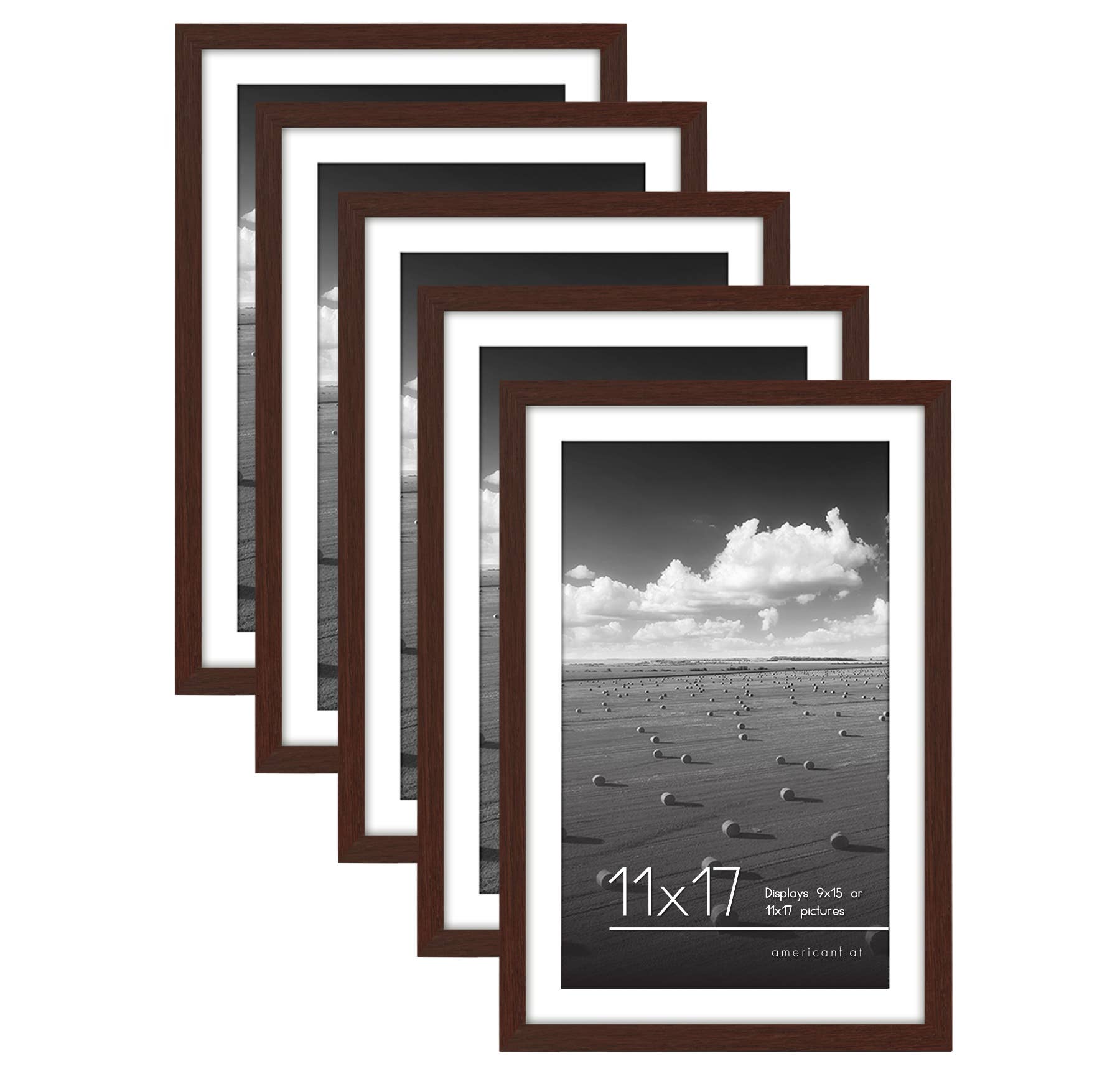 Americanflat - Wholesale Picture Frame - Americanflat Picture Frame with Mat Slim Molding (5 Pack)64