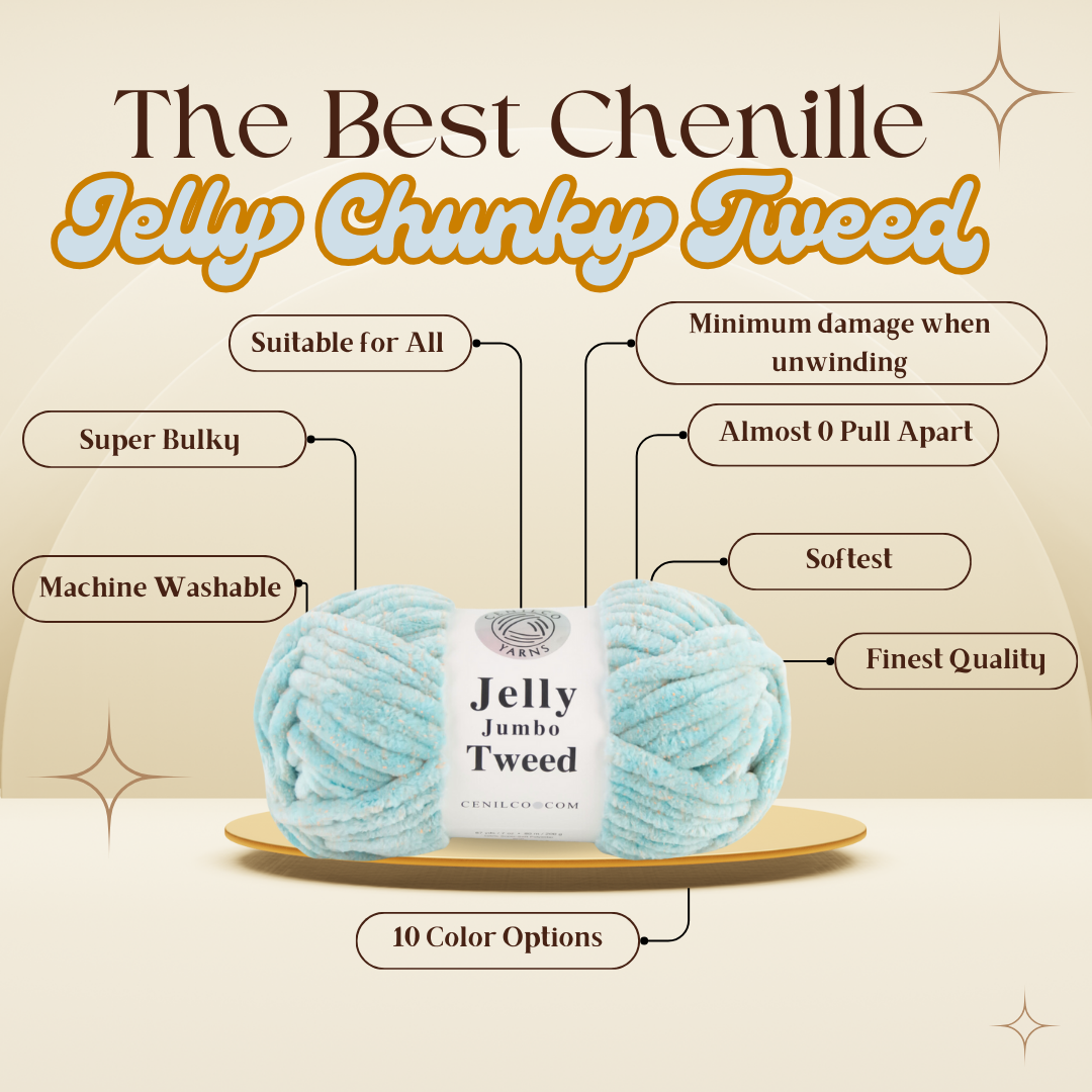 Kalpten LLC - Wholesale Yarn - Super Bulky Jumbo Chenille Tweed Yarn|Finest Quality4